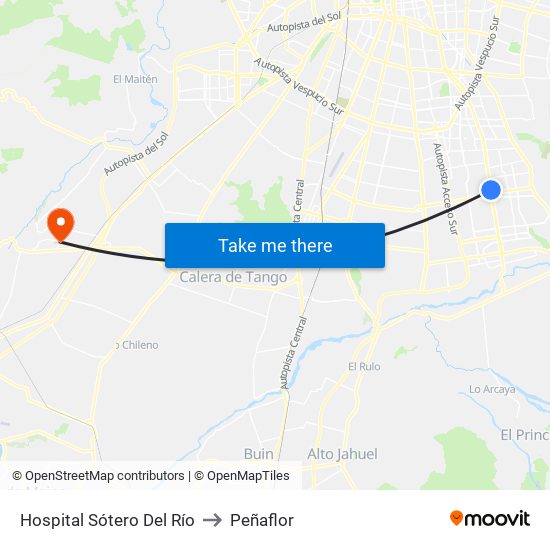 Hospital Sótero Del Río to Peñaflor map