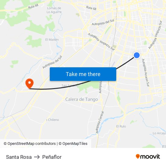 Santa Rosa to Peñaflor map