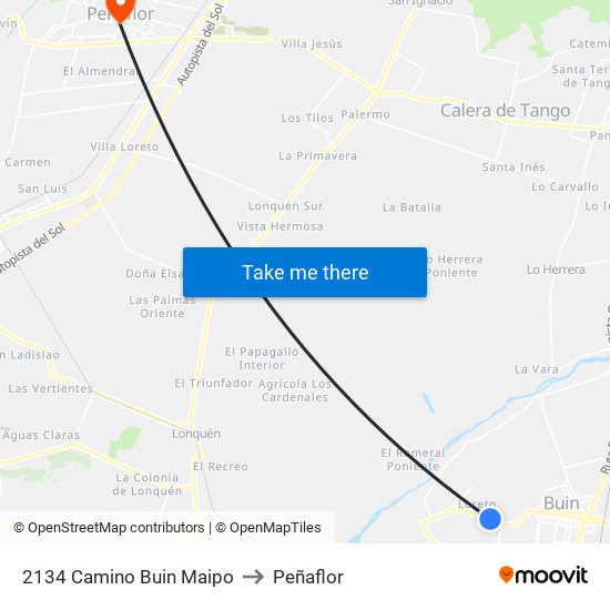 2134 Camino Buin Maipo to Peñaflor map