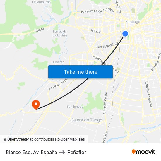 Blanco Esq. Av. España to Peñaflor map