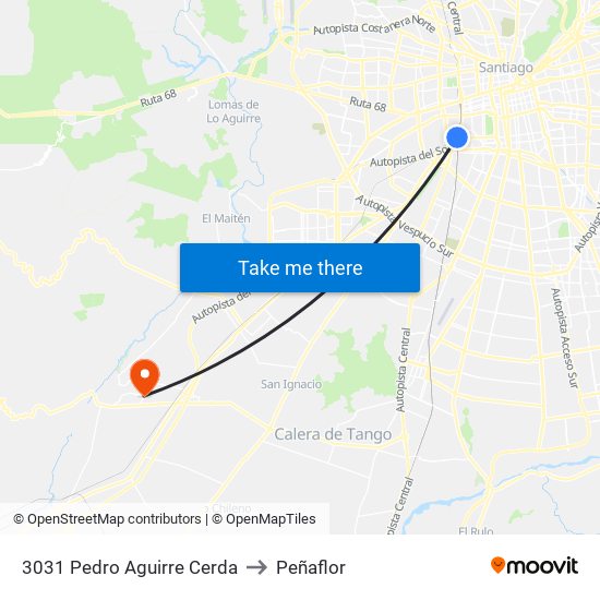 3031 Pedro Aguirre Cerda to Peñaflor map