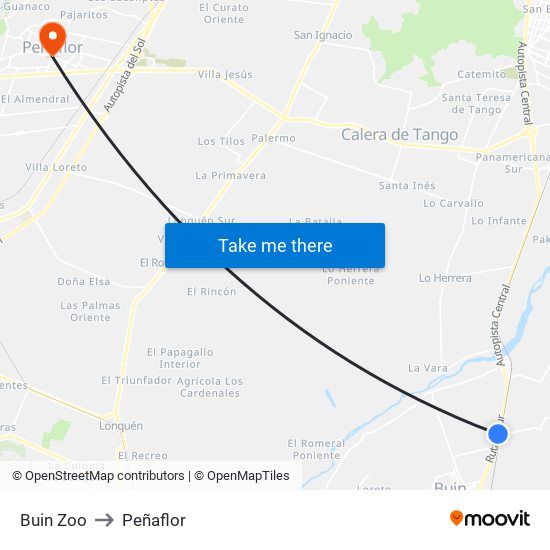 Buin Zoo to Peñaflor map