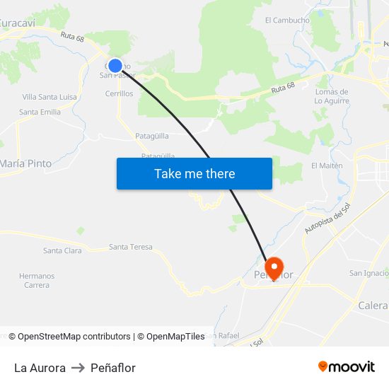 La Aurora to Peñaflor map