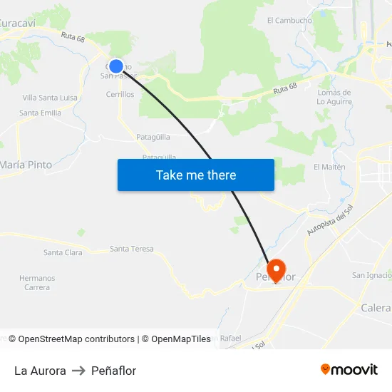 La Aurora to Peñaflor map