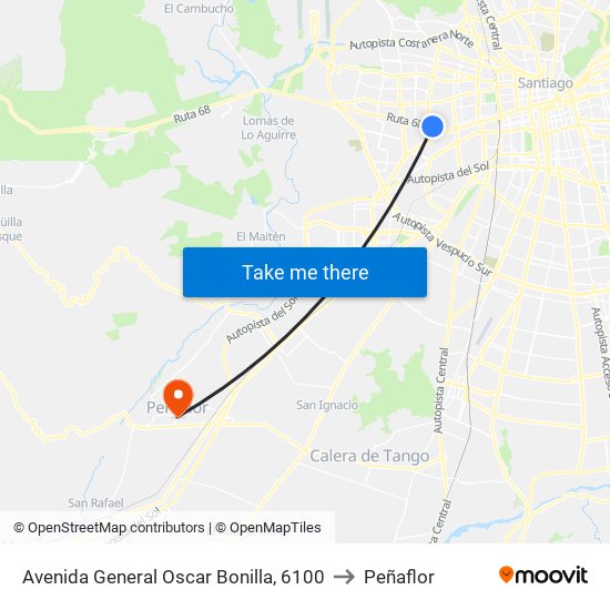 Avenida General Oscar Bonilla, 6100 to Peñaflor map