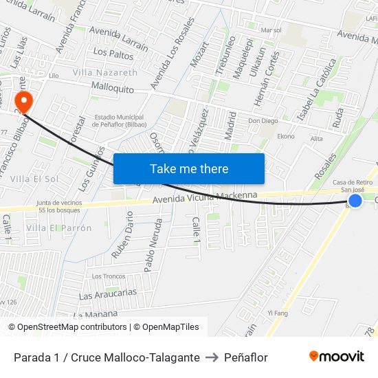 Parada 1 / Cruce Malloco-Talagante to Peñaflor map