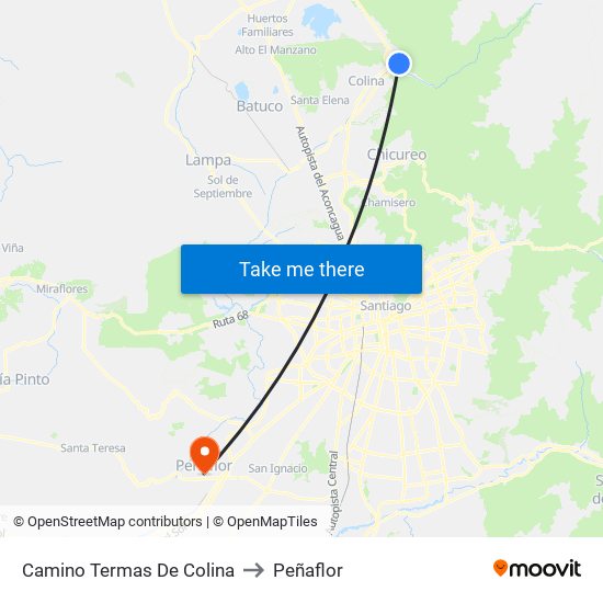 Camino Termas De Colina to Peñaflor map