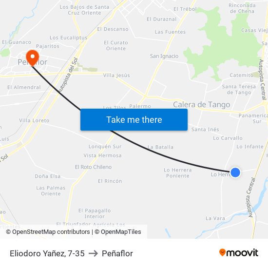 Eliodoro Yañez, 7-35 to Peñaflor map