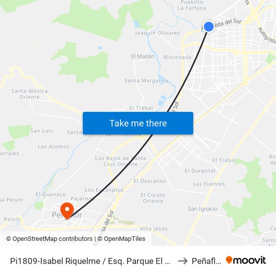 Pi1809-Isabel Riquelme / Esq. Parque El Rosal to Peñaflor map