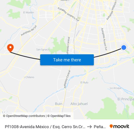 Pf1008-Avenida México / Esq. Cerro Sn.Cristóbal to Peñaflor map