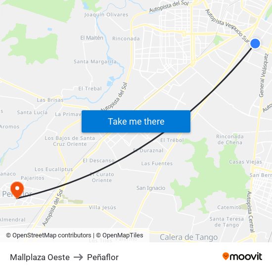 Mallplaza Oeste to Peñaflor map
