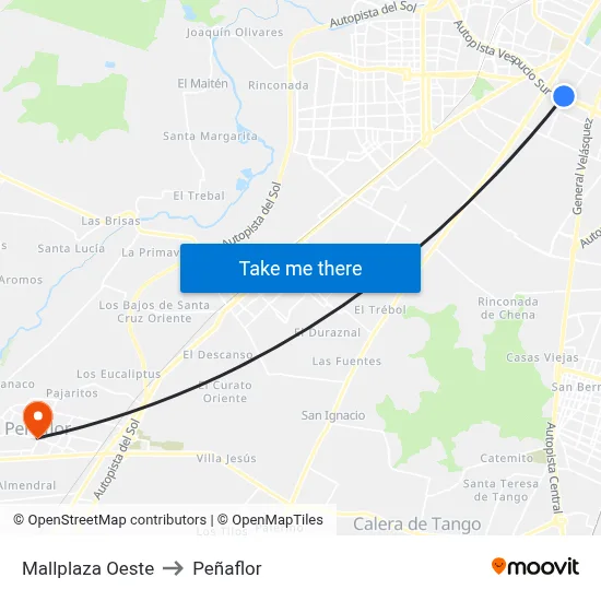 Mallplaza Oeste to Peñaflor map