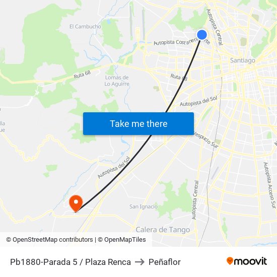 Pb1880-Parada 5 / Plaza Renca to Peñaflor map