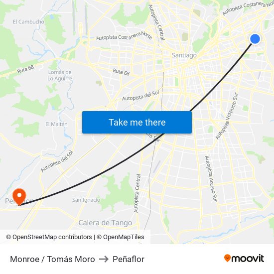Monroe / Tomás Moro to Peñaflor map