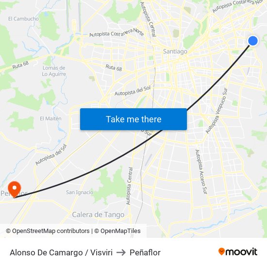Alonso De Camargo / Visviri to Peñaflor map