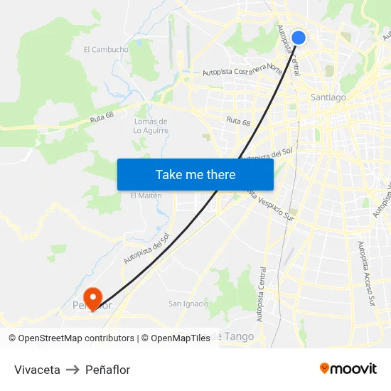 Vivaceta to Peñaflor map