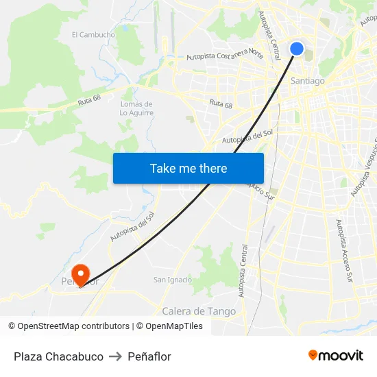 Plaza Chacabuco to Peñaflor map