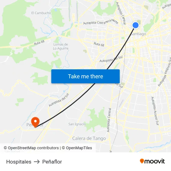 Hospitales to Peñaflor map