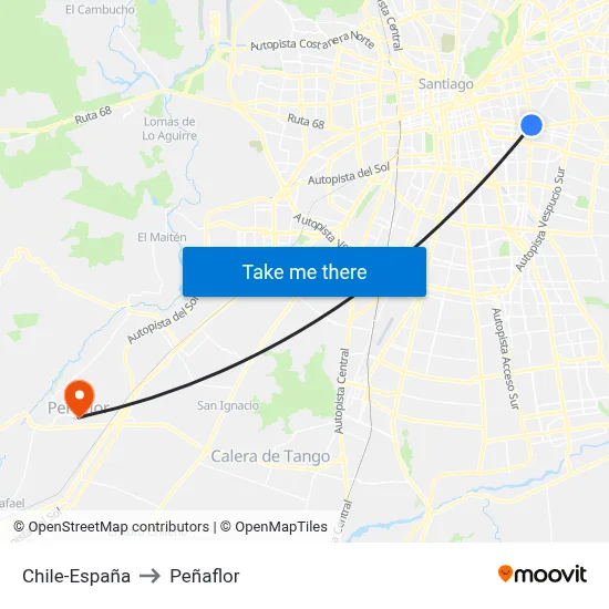 Chile-España to Peñaflor map