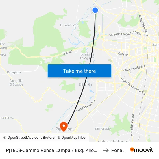 Pj1808-Camino Renca Lampa / Esq. Kilómetro 6 to Peñaflor map