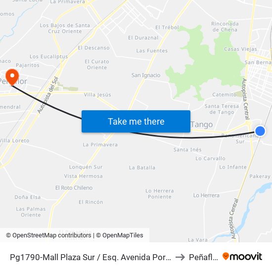 Pg1790-Mall Plaza Sur / Esq. Avenida Portales to Peñaflor map