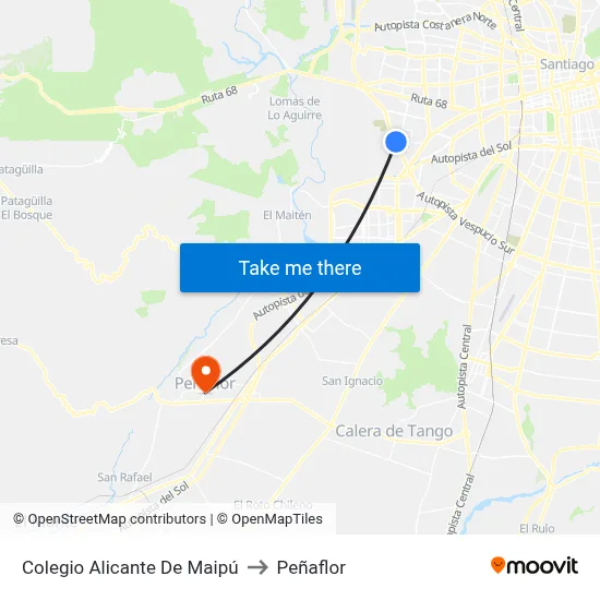 Colegio Alicante De Maipú to Peñaflor map