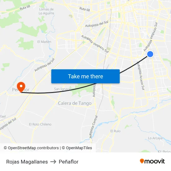 Rojas Magallanes to Peñaflor map