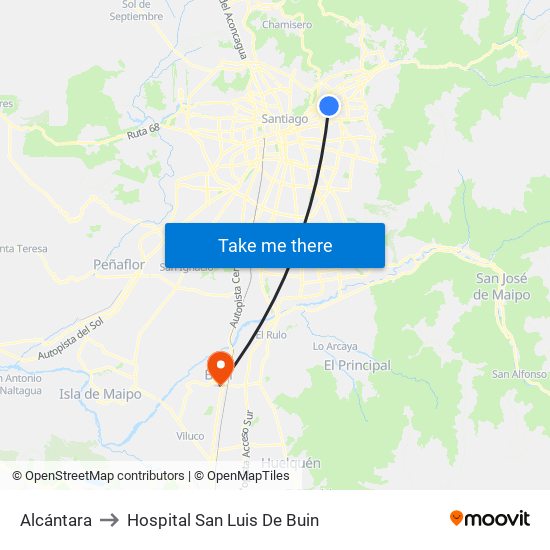 Alcántara to Hospital San Luis De Buin map