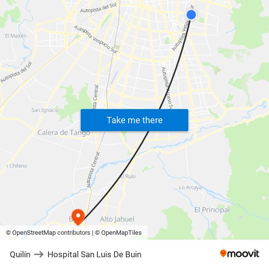 Quilín to Hospital San Luis De Buin map