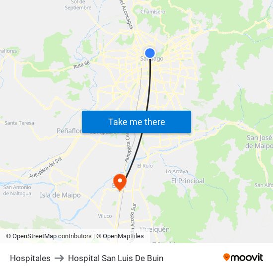 Hospitales to Hospital San Luis De Buin map