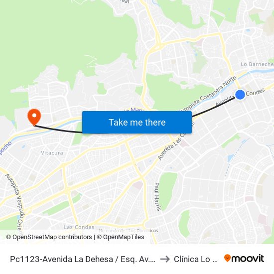 Pc1123-Avenida La Dehesa / Esq. Av. Las Condes to Clínica Lo Curro map