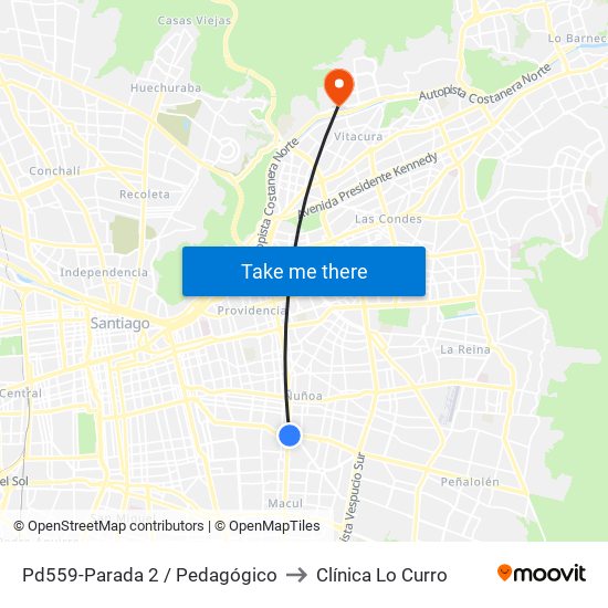 Pd559-Parada 2 / Pedagógico to Clínica Lo Curro map