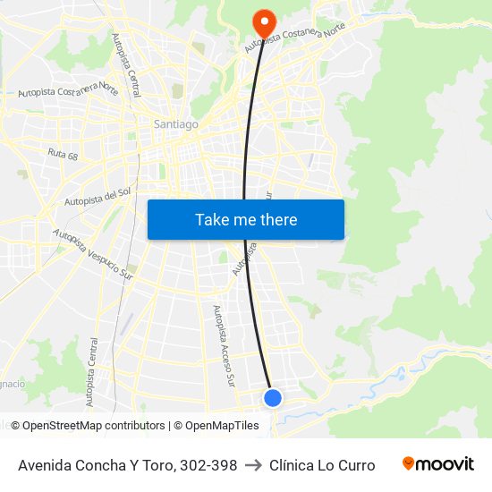 Avenida Concha Y Toro, 302-398 to Clínica Lo Curro map