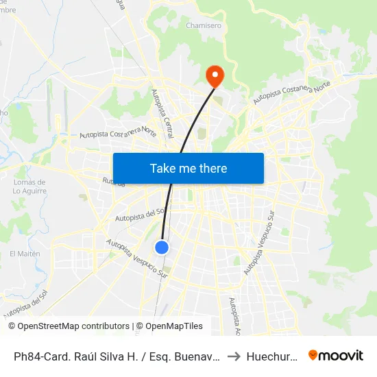 Ph84-Card. Raúl Silva H. / Esq. Buenaventura to Huechuraba map