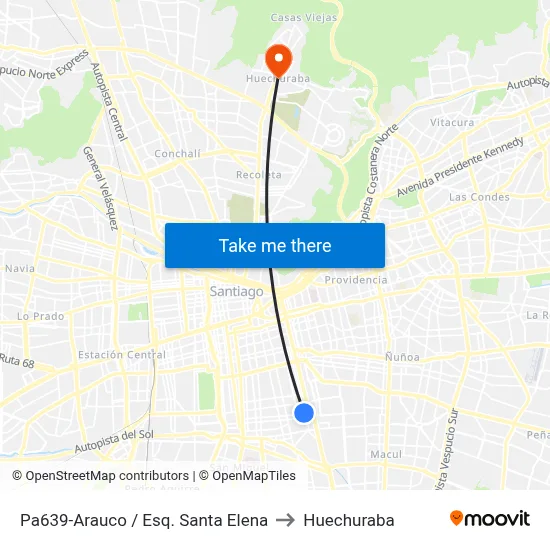 Pa639-Arauco / Esq. Santa Elena to Huechuraba map
