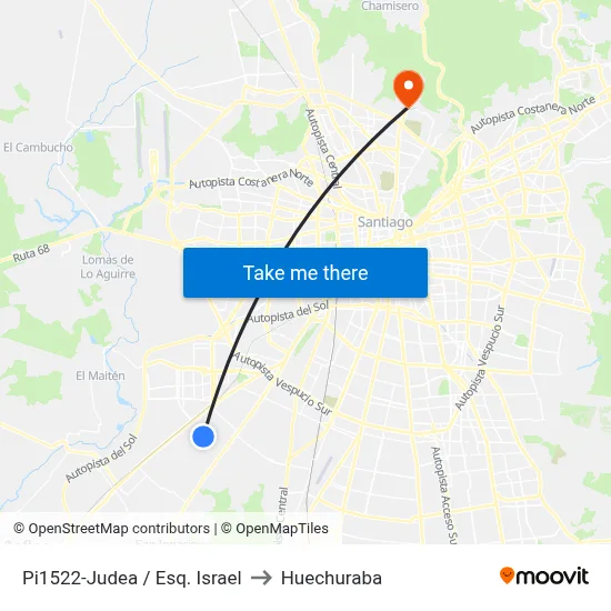 Pi1522-Judea / Esq. Israel to Huechuraba map