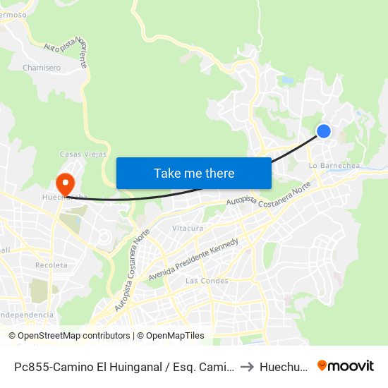 Pc855-Camino El Huinganal / Esq. Camino Colonial to Huechuraba map