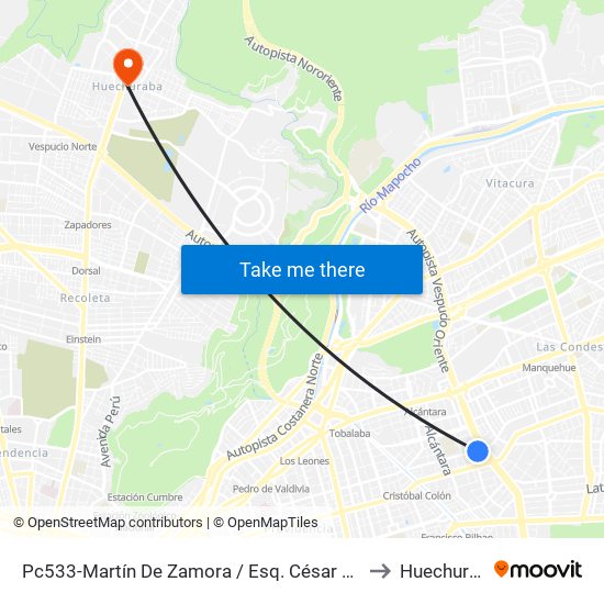 Pc533-Martín De Zamora / Esq. César Cascabel to Huechuraba map