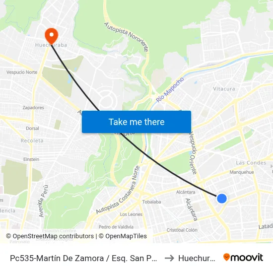 Pc535-Martín De Zamora / Esq. San Pascual to Huechuraba map