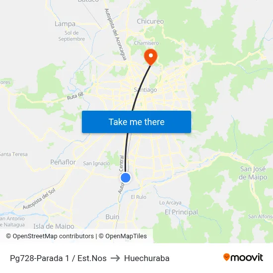 Pg728-Parada 1 / Est.Nos to Huechuraba map