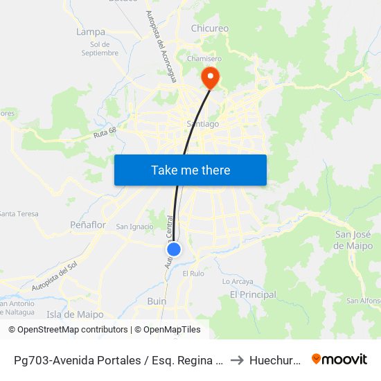 Pg703-Avenida Portales / Esq. Regina Gálvez to Huechuraba map