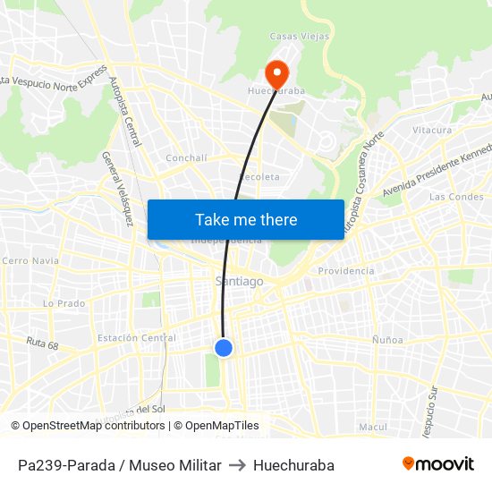 Pa239-Parada / Museo Militar to Huechuraba map