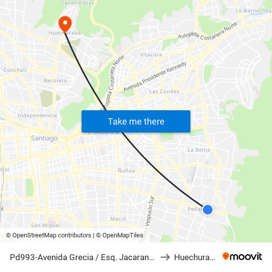 Pd993-Avenida Grecia / Esq. Jacarandá to Huechuraba map