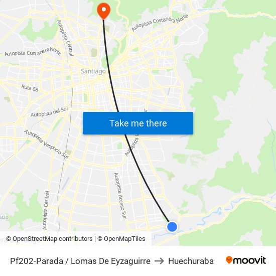 Pf202-Parada / Lomas De Eyzaguirre to Huechuraba map
