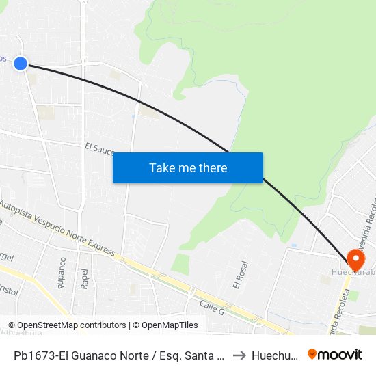 Pb1673-El Guanaco Norte / Esq. Santa Marta De H. to Huechuraba map