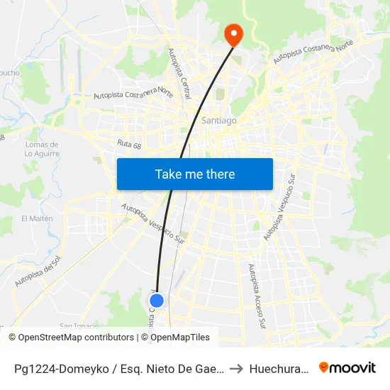 Pg1224-Domeyko / Esq. Nieto De Gaete to Huechuraba map