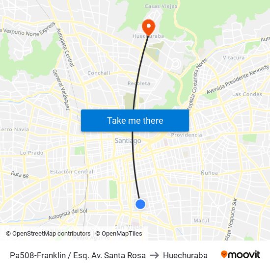 Pa508-Franklin / Esq. Av. Santa Rosa to Huechuraba map