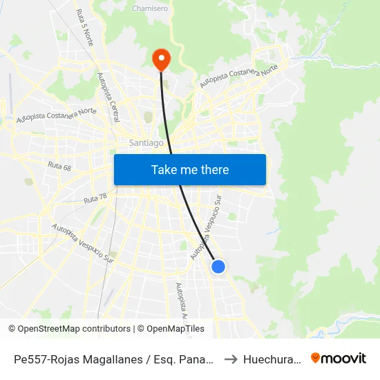 Pe557-Rojas Magallanes / Esq. Panamá to Huechuraba map
