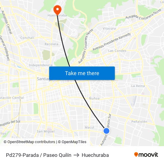 Pd279-Parada / Paseo Quilín to Huechuraba map