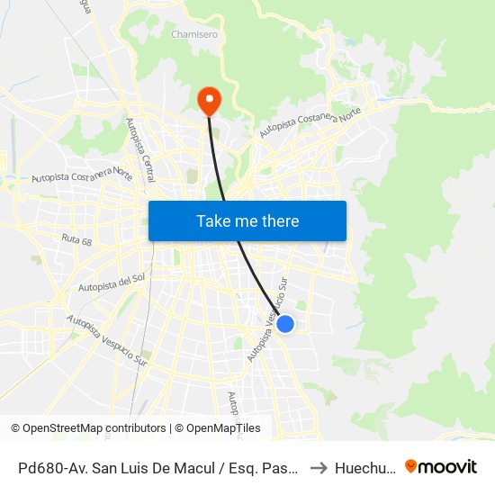 Pd680-Av. San Luis De Macul / Esq. Pasaje Peatones 3 to Huechuraba map